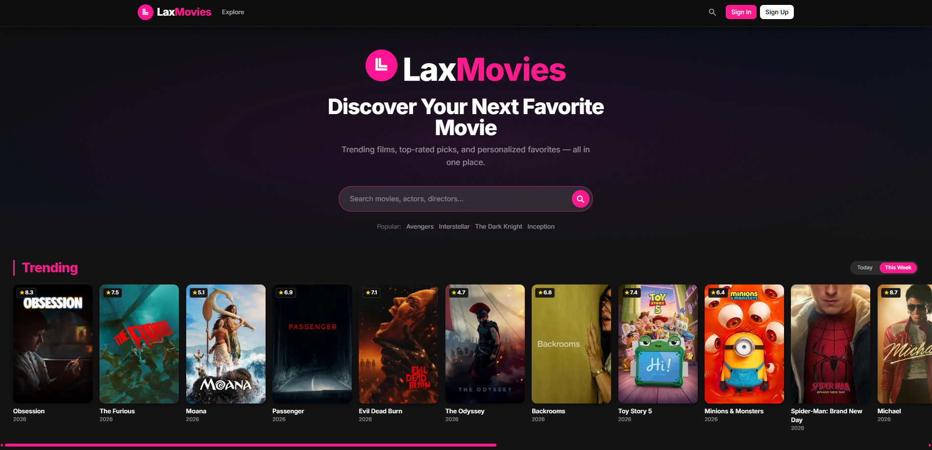 LaxMovies project screenshot